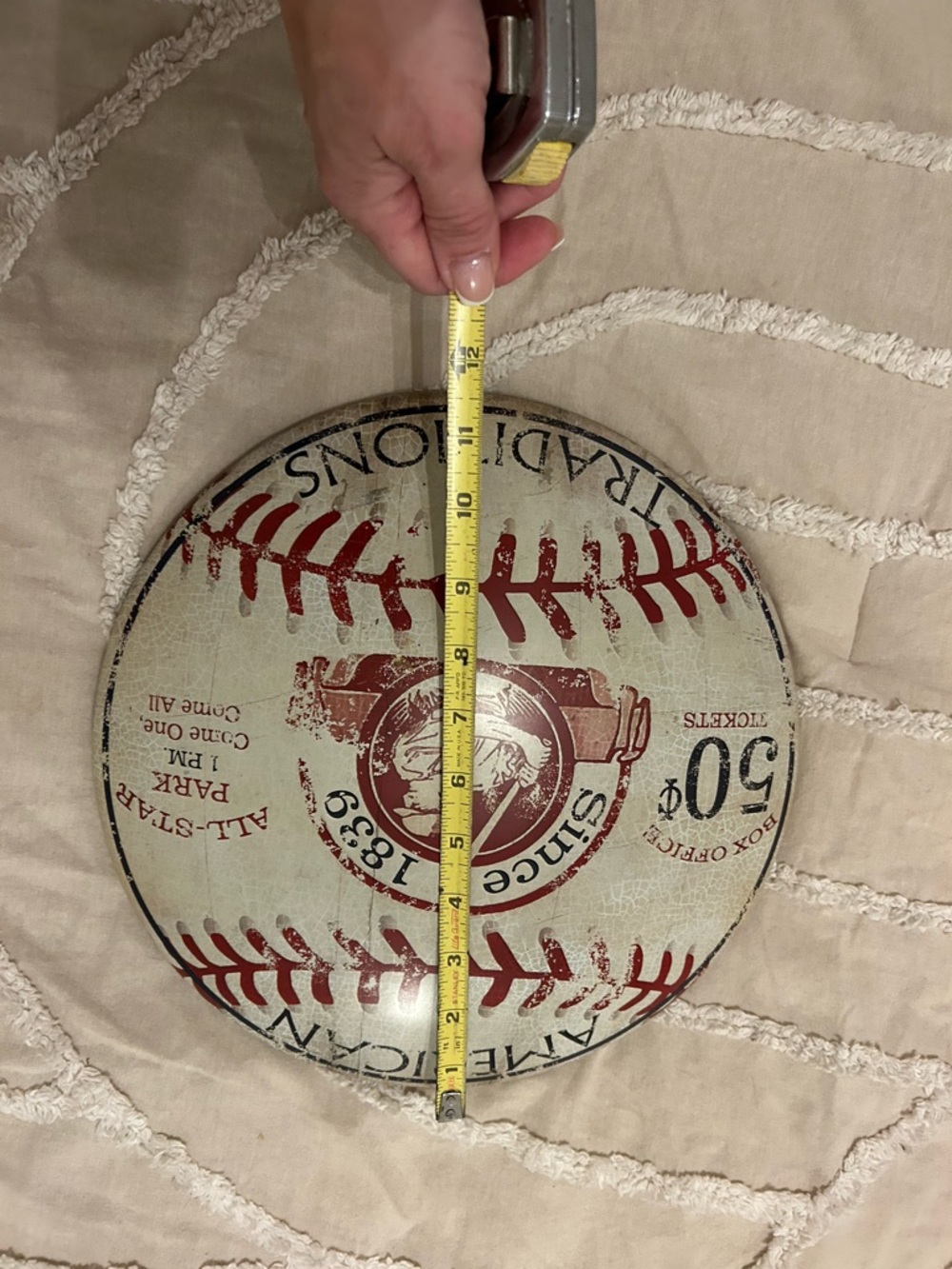 Metal, decorative vintage baseball plague. - Picture 3 of 4